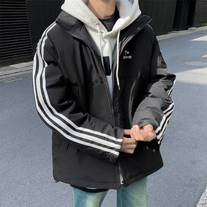 棉服男韩版潮流高街帅条纹加厚保暖2024冬季ins棉衣外套MF113-P82图片
