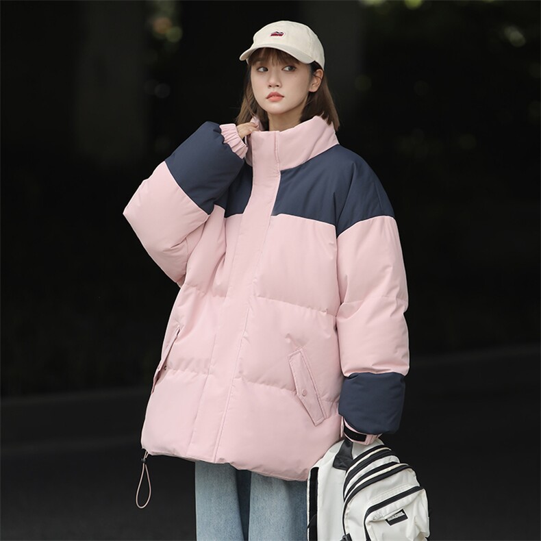 立领棉衣男中性宽松落肩大码拼色加厚保暖棉服A409-1,男装棉衣,电商A409-1