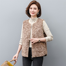 仿羊羔绒马甲女2022秋冬新品时尚宽松大码百搭中年妈妈装，女装大码女装，奕阳依阁