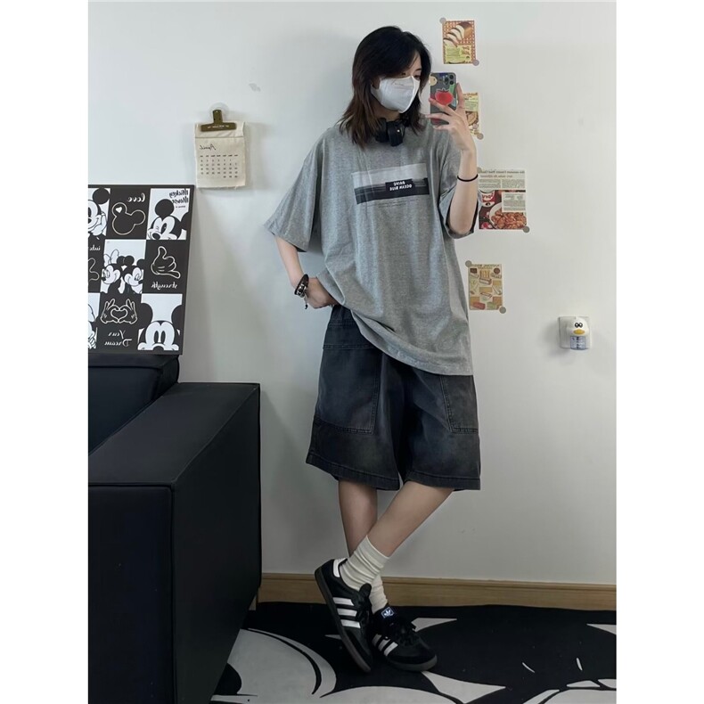 港风设计印花圆领短袖男女休闲insT恤百搭潮情侣小清新五分袖,男装T恤,星座506A