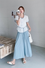 小香风气质套装女2025夏季新款高级感短袖上衣阔腿裤小个子两件套，女装套装/套裙，2C029