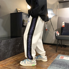 2024春新款数据款侧边撞色印花宽松束脚休闲运动裤KZ08-P50控69，男装休闲裤，星座914-3