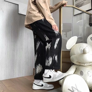 炸街牛仔裤男嘻哈hiphop高街阔腿宽松潮流痞帅直筒裤子NK3271-P35图片