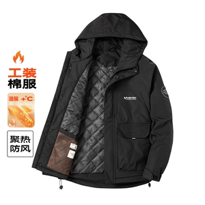 美式复古高充绒冬季棉服男2025新款潮牌御寒保暖机能风工装外套图片