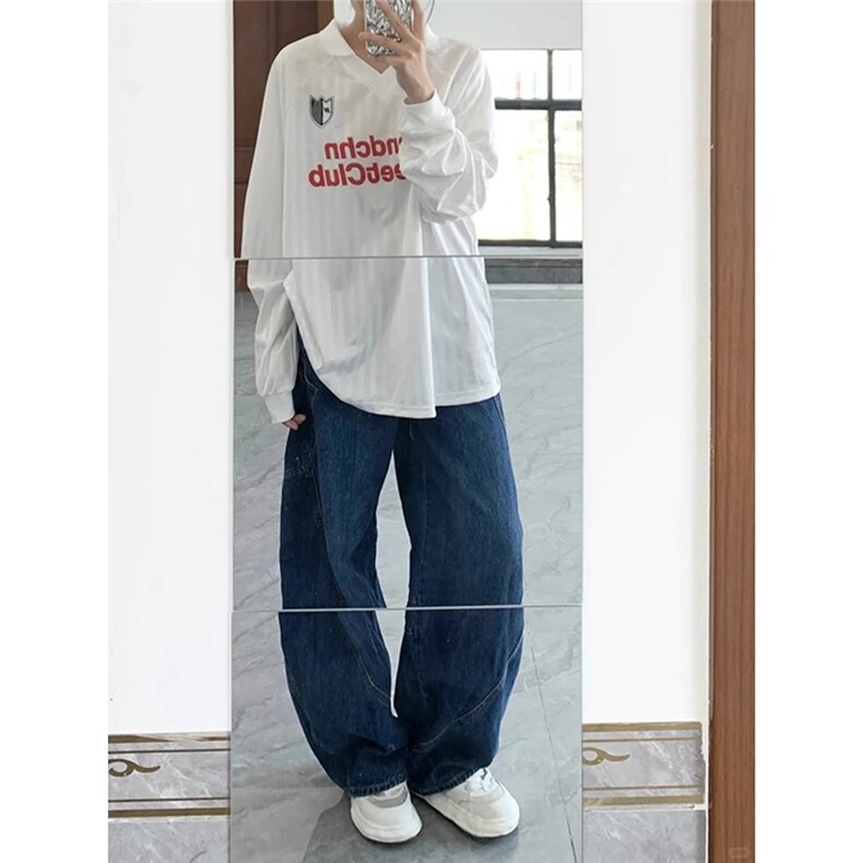 美式街头机能薄款速干运动球服V领防晒长袖T恤男夏季弯刀牛仔裤潮,男装牛仔裤,星座1210-1