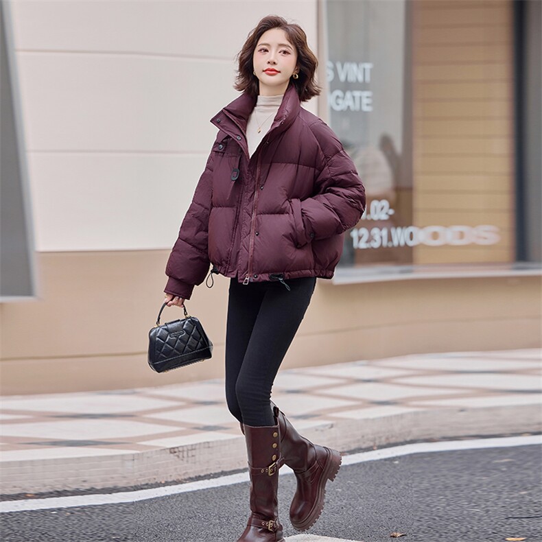 美拉德洋气时尚短款连帽羽绒服女2025秋冬季新款小个子白鸭绒外套,女装羽绒服,E百度