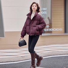 美拉德洋气时尚短款连帽羽绒服女2025秋冬季新款小个子白鸭绒外套，女装羽绒服，E百度
