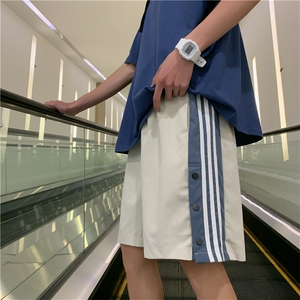 K3036/P20夏季新款休闲裤男生潮排扣直筒短裤宽松大码五分裤中裤图片