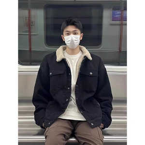 【有货】866CC-P75 羊羔毛棉服外套男加绒加厚翻领牛仔夹克图片