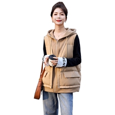 现货2022冬季新款时尚百搭连帽羽绒马甲，女装羽绒服，深水步