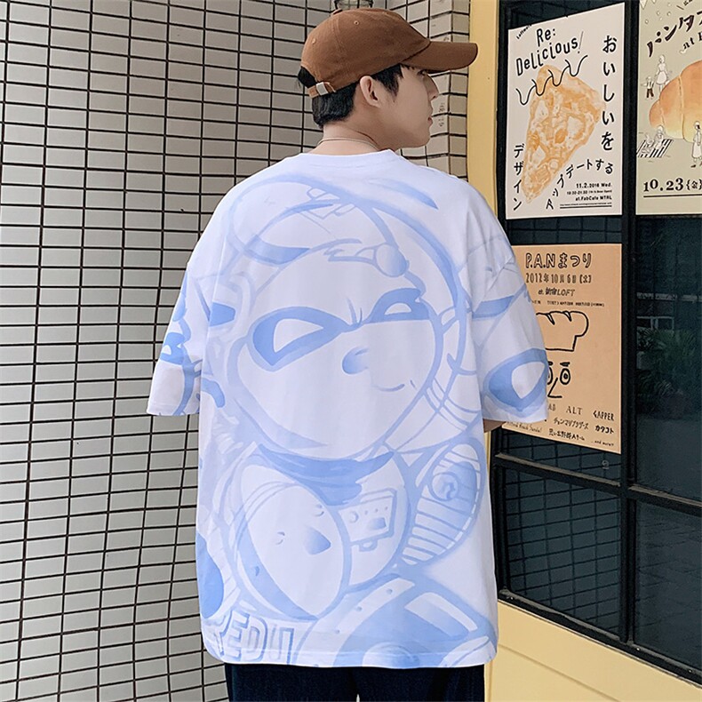 抖音得物供货40支双纱精梳百搭半袖印花短袖T恤男女T7189-P45,男装T恤,电商A441-1