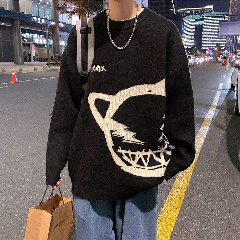 25秋季潮休闲百搭毛衣男女情侣宽松针织衫上衣外套M3121-P70,男装针织衫/毛衣,电商A009A（原A058A）