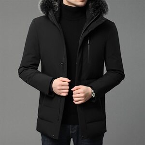 B8286钱塘2020-1冬季男士连帽中长款羽绒服高端90白鸭绒P340图片