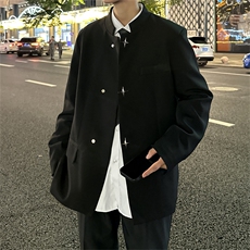 A721-P68设计感金属扣垫肩西服中山装夹克高级感痞帅西装外套，男装衬衫，星座512-6