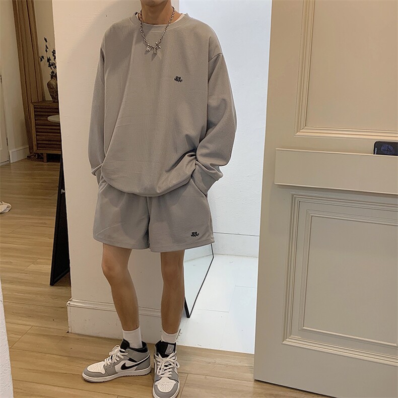 新款美式运动套装男生夏季T恤短裤两件套男装搭配一整套TZ40-P45图片