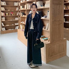 韩版减龄牛仔外套阔腿裤两件套女2025春秋新款高级感休闲显瘦套装，女装套装/套裙，2D014