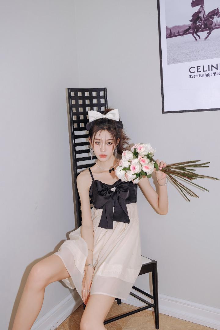 现货ceelphy超大蝴蝶结吊带连衣裙,女装背心吊带,ceelphy