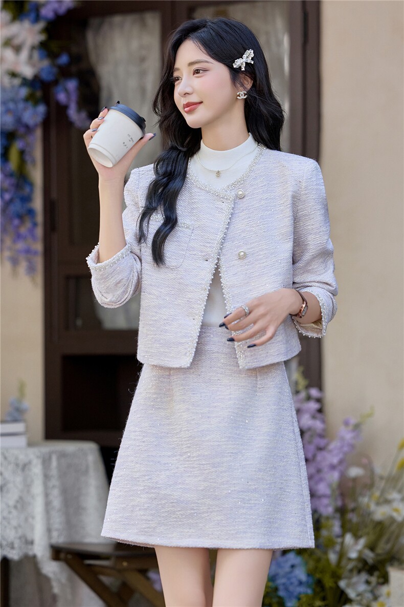 现货！！！小香风短裙套装女2025新款气质富家千金套装裙,女装套装/套裙,众宇琦