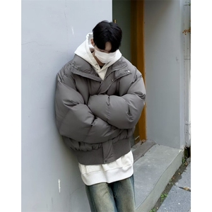 重磅简约立领短款棉服外套男宽松冬季加厚休闲短款棉衣潮牌百搭图片