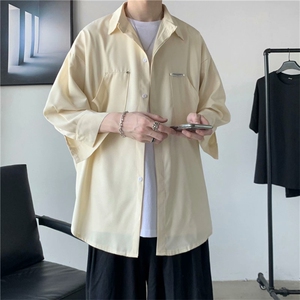 七分袖衬衫男港风百搭宽松衬衣夏潮流ins休闲工装外套 W1004-P30图片