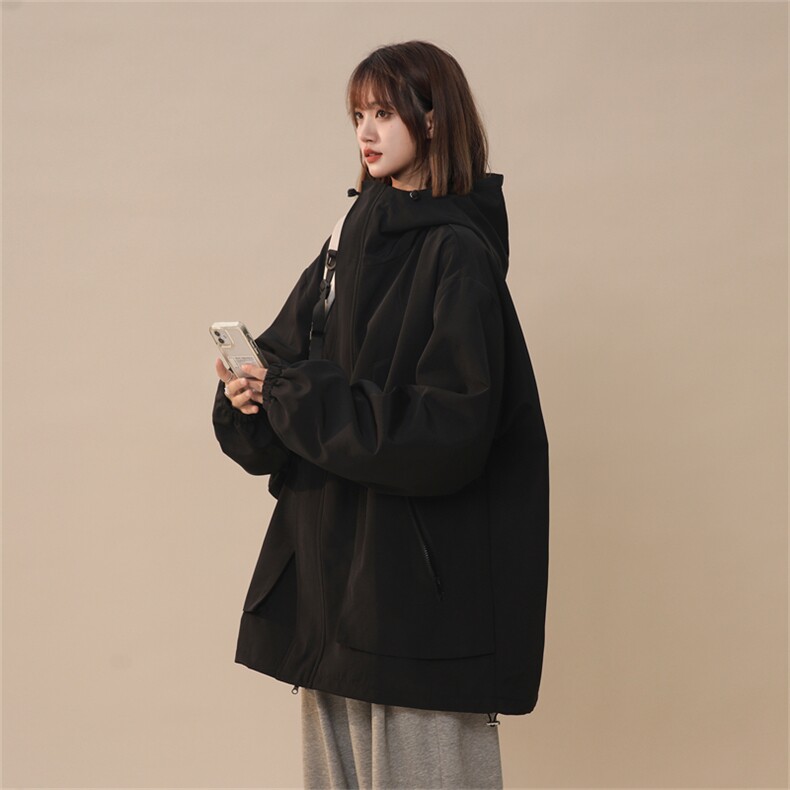 JK9085/P75春装中性风新款连帽夹克男防水冲锋衣潮男大码外套上衣,女装风衣,电商A141