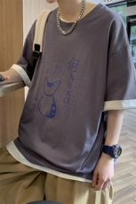 2024新款短袖200克精梳棉纯棉t恤宽松短袖A161-T17-P25，男装T恤，电商A161-2