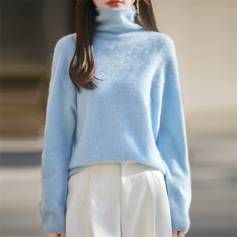 2025年秋季通勤时尚百搭通勤简约休闲堆堆领，女装羊毛衫，昭美羊绒