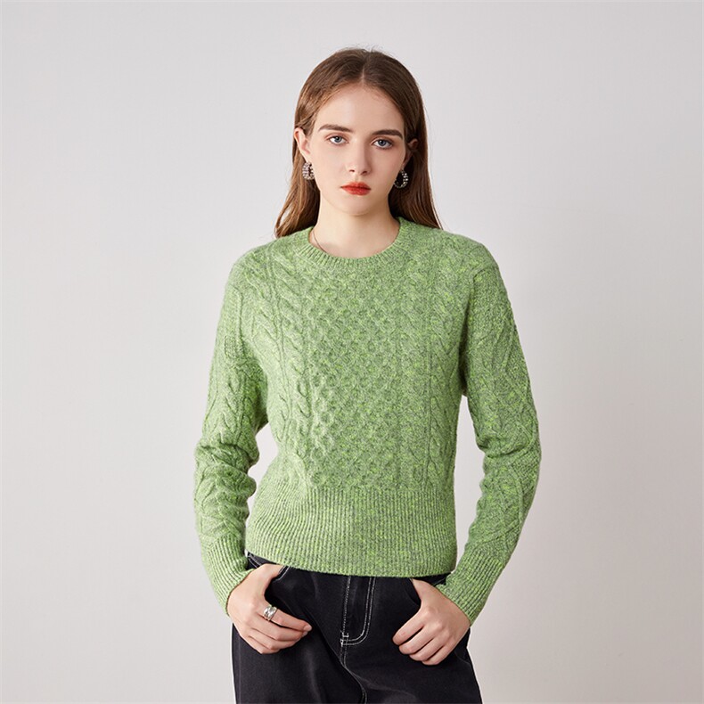 羊绒女秋冬宽松时尚短款毛衣针织打底衫女，女装羊绒衫，旭日羊绒