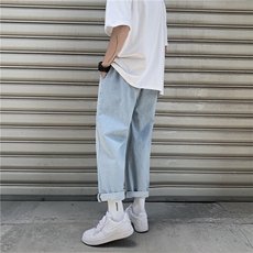 春秋宽松牛仔裤男韩版潮流直筒百搭束脚九分9分裤子痞帅BK28-P35，男装牛仔裤，星座1008