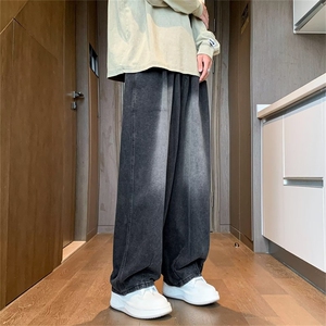 牛仔裤宽松直筒潮牌裤子男拖地阔腿裤百搭休闲老爹长裤EN812-p48图片