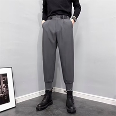 新款男生西裤九分裤韩版潮流束脚裤系带痞帅男束脚裤子VS034，男装西裤，星座1116A-2（原606A-1）