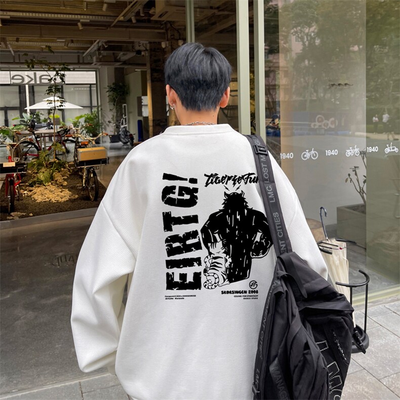 华夫格！华夫格上衣男圆领华夫格卫衣男大码长袖t恤男HY241-特P23,男装T恤,电商B367