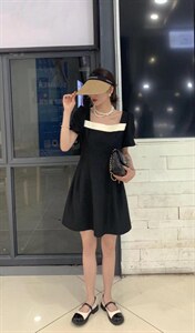 夏季，蝴蝶结修身显瘦连衣裙图片