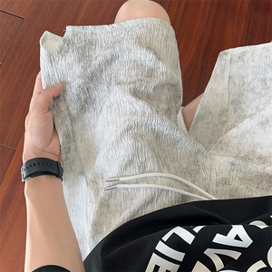 特批P25无差价25夏季复古扎染轻薄纹理感休闲宽松短裤男DK5998图片