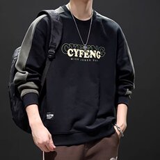 美式复古卫衣男春秋款宽松大码潮流新款外套男拼接撞色圆领上衣男，女装短外套，星座506A