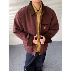 冬款男棉衣灯芯绒领保暖加绒加厚棉服外套JK1118 P100加绒P125图片