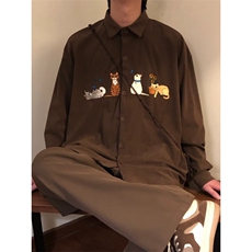 网络图，新款复古长袖衬衫港风日系男女痞帅XZ302B-1-C232P40，男装衬衫，星座302B-1