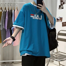 T007常年款男士休闲字母印花T恤衫外套圆领半袖五分袖TEE男女中性，男装T恤，星座115A-3