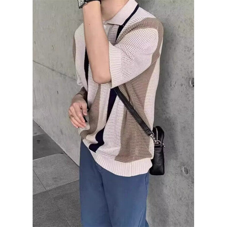 夏季短袖针织衫男Polo衫型男弹力T恤衫宽松韩版东大门男 TZ88图片