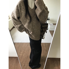 冬季复古百搭慵懒宽松大版型圣诞苔藓绿V领落肩毛衣男MY298，男装针织衫/毛衣，星座1116A（原606A-3）