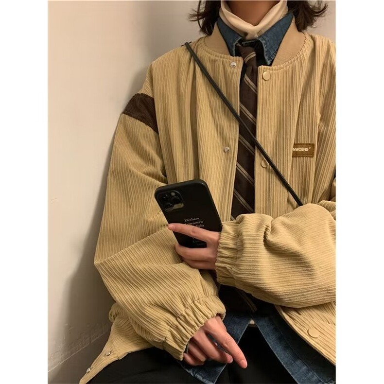 灯芯绒棒球服男oversize潮牌外套春秋款美式高街百搭夹克Y573-p58,男装夹克,星座1008-1