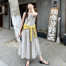 波西米亚度假风印花连衣裙女2025夏季新款法式复古气质无袖背心裙，女装连衣裙，2C159