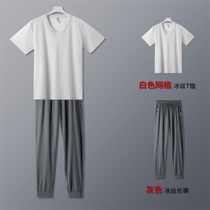 夏季新款套装男潮流韩版宽松青少年休闲套装五分袖两件套短袖长裤图片