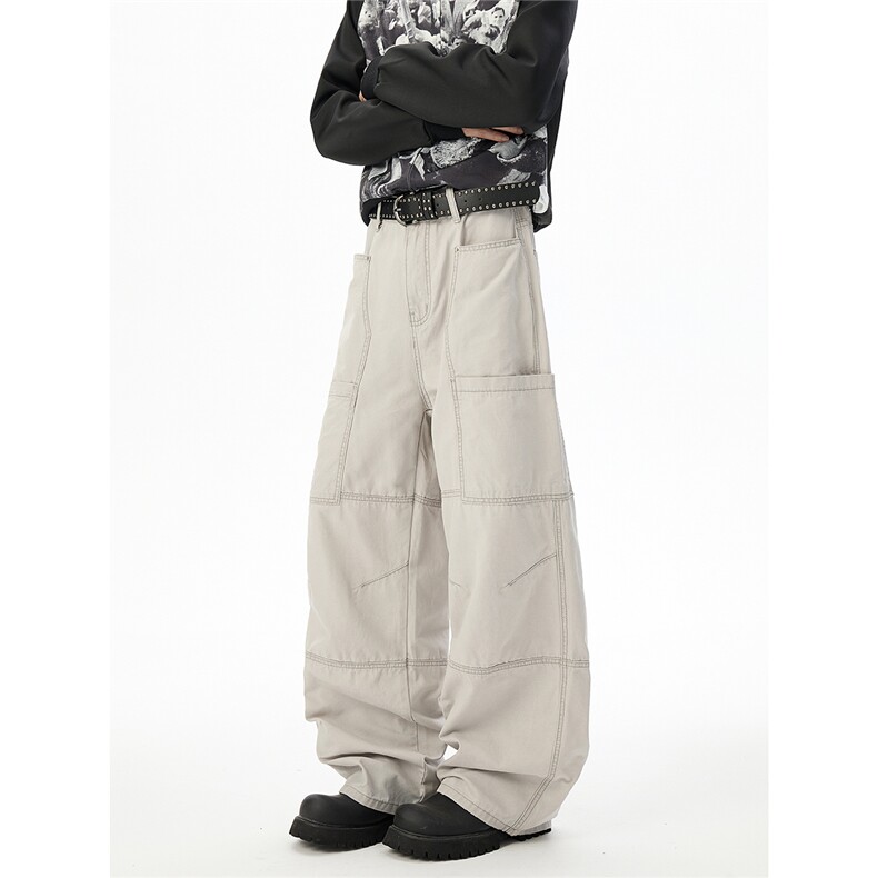 6146-秋冬现货高品多段式拼接工装100棉休闲裤(P58X98)8,男装休闲裤,电商C315