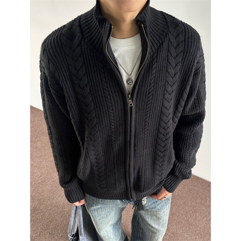 美式复古麦穗纹开衫毛衣外套男女款秋冬保暖长袖针织衫上衣,男装针织衫/毛衣,星座506A