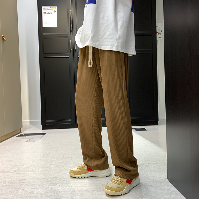 垂感冰丝裤子男夏季薄款休闲长裤潮牌宽松直筒阔腿裤K01686-P33,男装休闲裤,星座308B-1