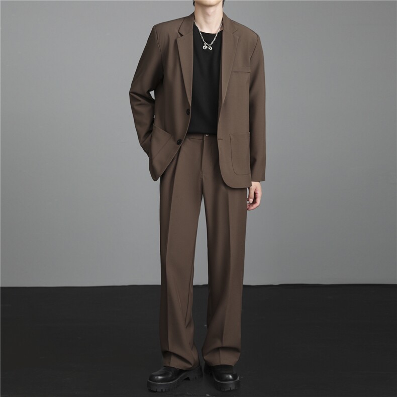 西服两件套装男春秋修身青年帅气男士休闲西装韩版小西服外套图片