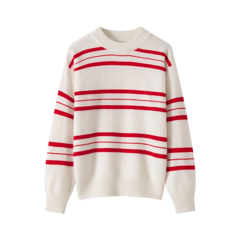 新款百搭斑马条纹休闲圆领长袖，童装儿童羊毛衫，顺友羊绒童装