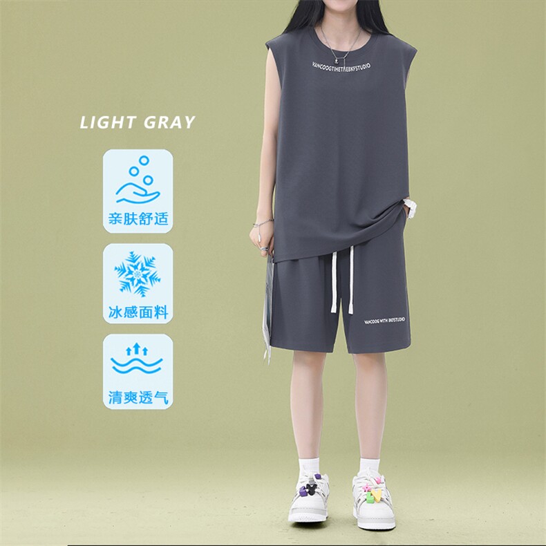 宽松夏季运动两件套轻奢设计感垂顺亲肤舒适抗皱套装TZ89-特批68,男装休闲套装,星座718