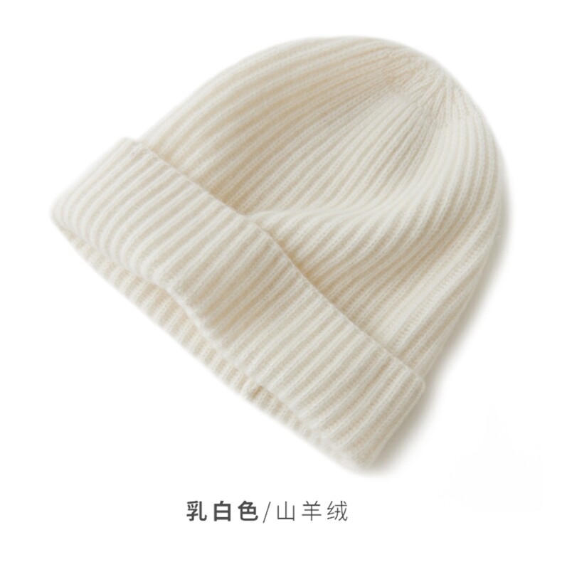 时尚保暖黑色山羊绒针织帽双元宝针设计舒适百搭,饰品帽子,远腾羊绒